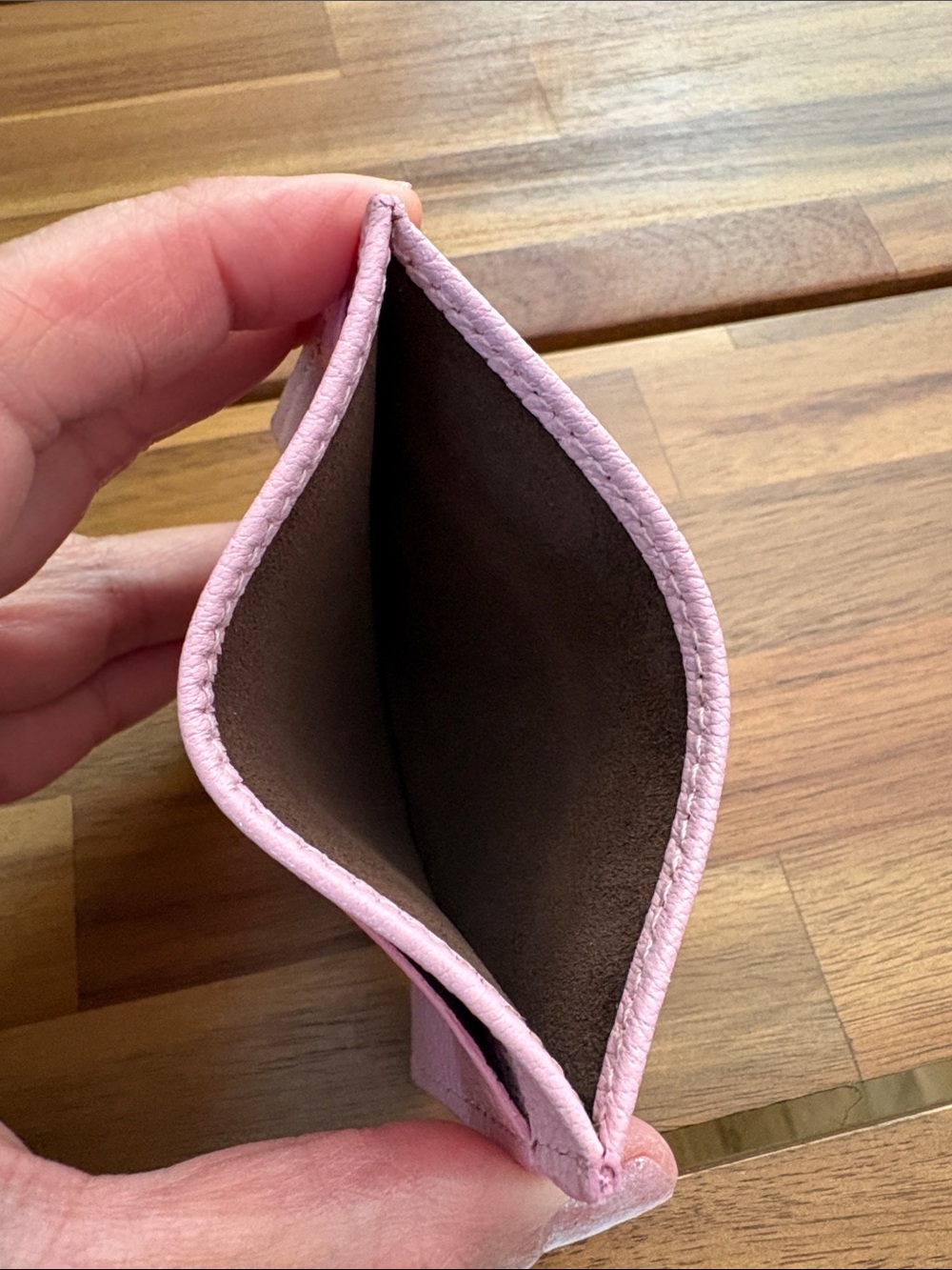 Authentic Tiffany Pink Leather Card Holder - Picture 4 of 5